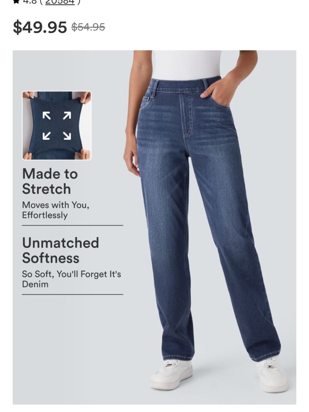 HALARA Dark Blue Straight Leg High-Rise Jeans